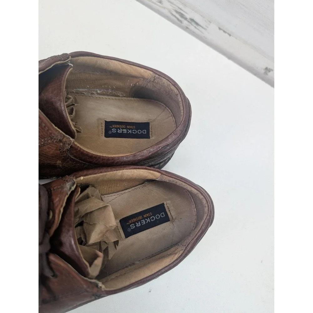 Dockers Shoes‎ Mens Size 12W Brown Leather Lace Up Casual Sneakers 90-3902